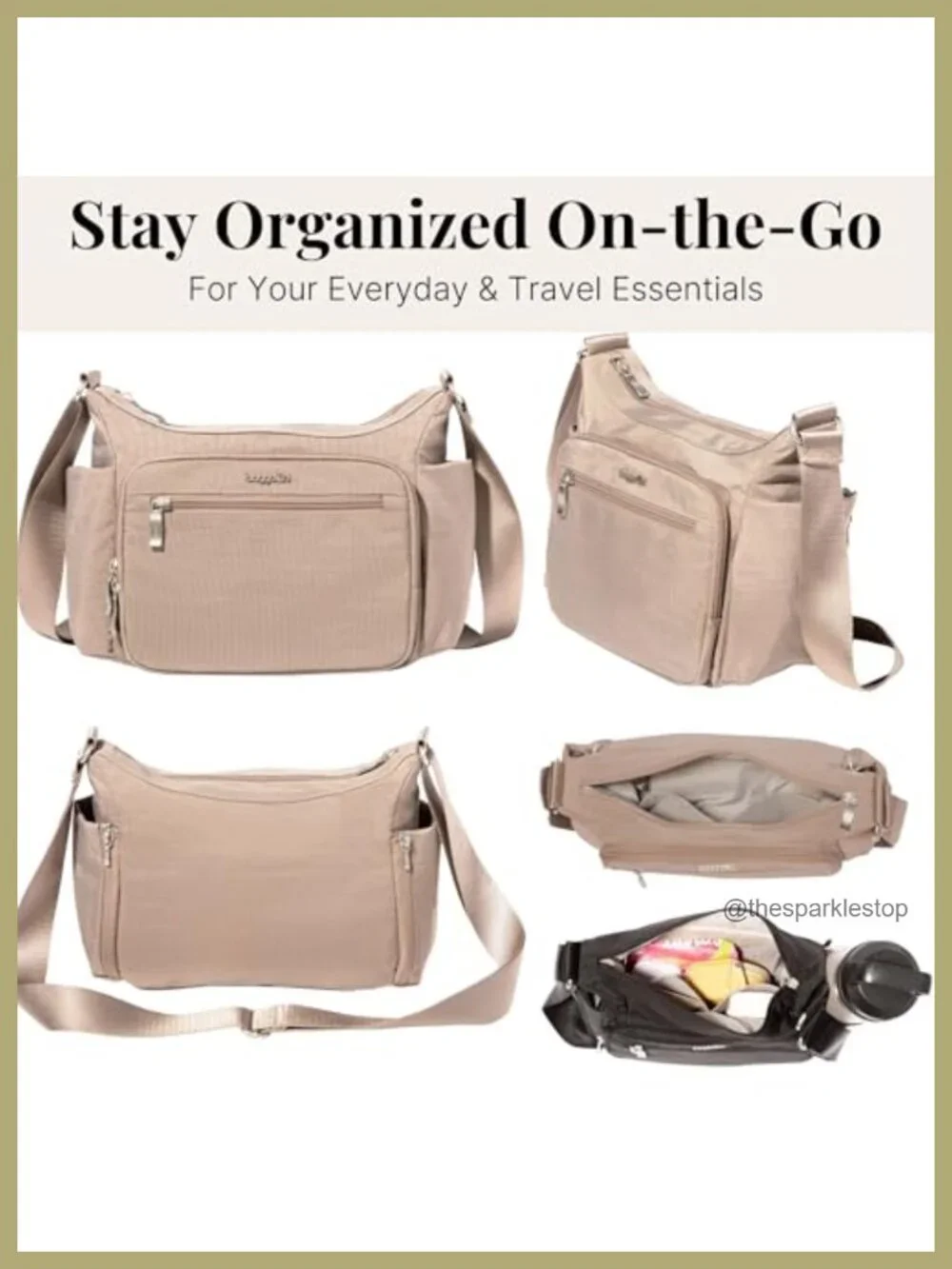 Baggallini Crosstown Hobo Crossbody Nylon RFID Purse Travel Bag